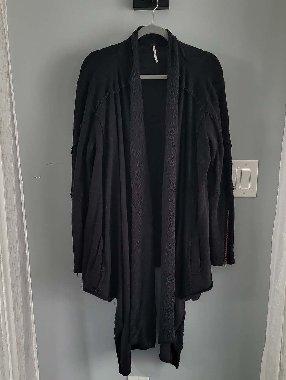 Free People Black Open-Front Draped Cardigan